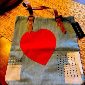 C&L denim heart tote brand new.